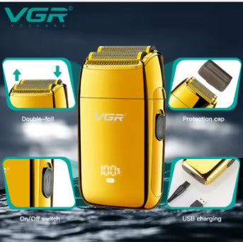 AFEITADORA SHAVER VGR 399 RECARGABLE COLOR DORADO OSCURO 110