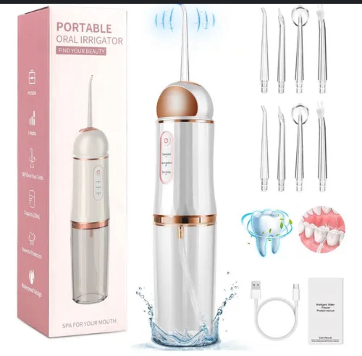 IRRIGADOR BUCAL LIMPIEZA DE DIENTES RECARGABLE