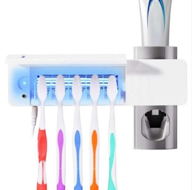 Soporte Cepillos Esterilizador UV Dispensador Crema Dental ECUV