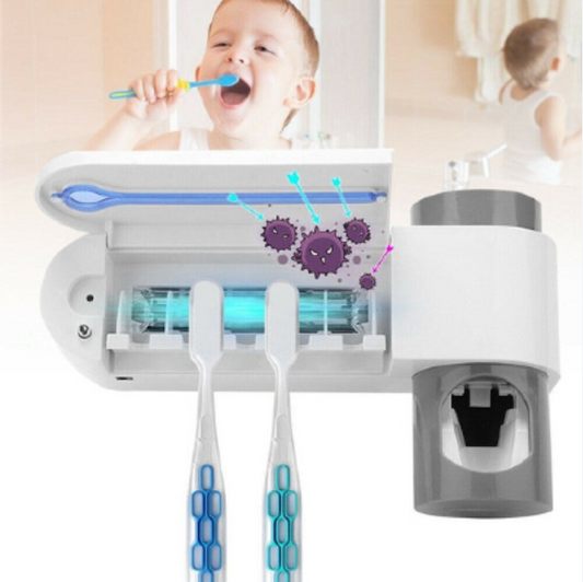 Soporte Cepillos Esterilizador UV Dispensador Crema Dental ECUV